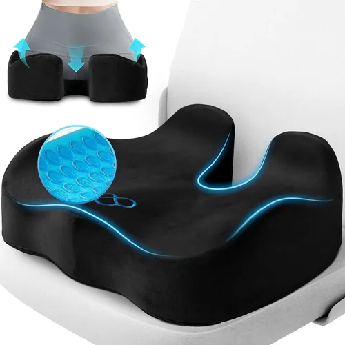 CushyOasis Cojín de Asiento, Cojines de Gel para Silla, Cojines para Silla de Oficina, Parte Inferior Antideslizante y Funda Extraíble Cojín de