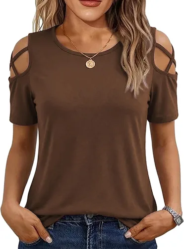 Miniatura 22 de Jar of Love Camisetas de manga corta para mujer con hombros descubiertos Tops de primavera y verano ajustadas túnica 2026