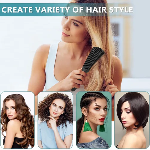 Miniatura 6 de BRUSHZOO - Juego de peinado: cepillos desenredantes para cabello rizado con brocha de burlas, peine de cola de rata y cepillo de borde para mujeres