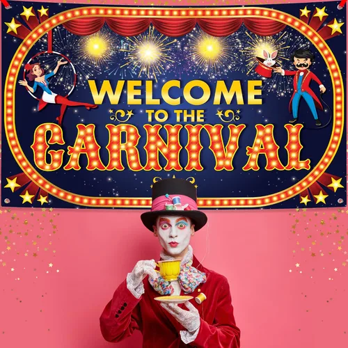 Miniatura 5 de KatchOn, Cartel de bienvenida al carnaval - Xtragrande, 72 x 44 pulgadas, juegos de carnaval, telón de fondo de carnaval para fiesta de cumpleaños