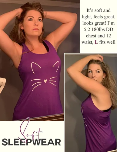 Miniatura 4 de Avidlove Camisón sin mangas para mujer, camiseta de dormir con espalda cruzada, sin mangas, ropa de dormir