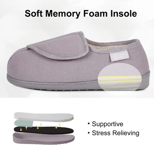 Miniatura 4 de LongBay Pantuflas ajustables para mujer, de espuma viscoelástica, cómodas, anchas, para diabéticos, para casa, Edema, neuropatía ortopédica