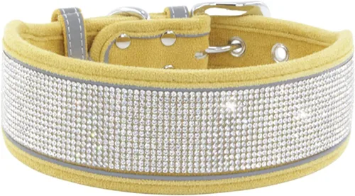 Miniatura 13 de Collar de perro con diamantes de imitación, suave, cómodo y elegante, con rayas reflectantes brillantes, collar ajustable de cristal de diamante