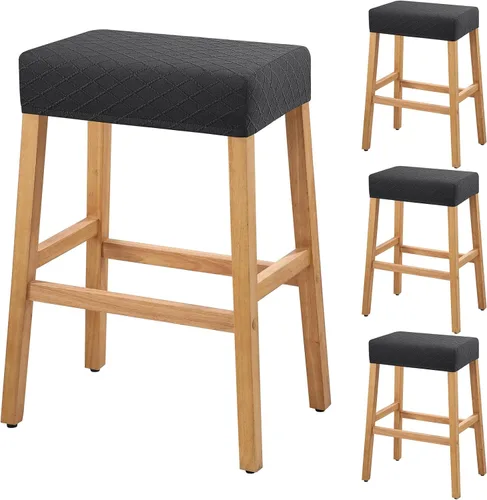 Miniatura 55 de YISUN Fundas de taburete rectangulares, paquete de 2 fundas elásticas impermeables para asiento de silla de montar, taburetes de bar, sillas de bar