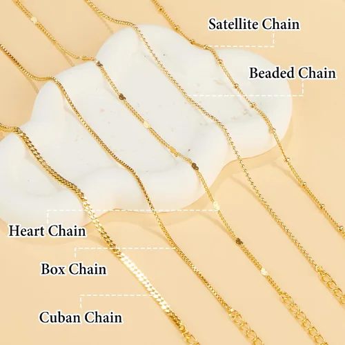 Miniatura 6 de Delicadas pulseras de oro para mujer, joyería de cadena de oro real de 14 quilates para mujer, impermeables, apilables, delgadas, con clip de papel
