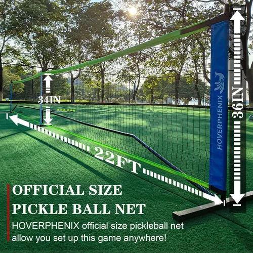 Miniatura 2 de Hoverphenix Portable Pickleball Net Set, 22FT Regulation Size Pickle Ball Net with Paddle Set of 4, Pickleballs and Carry Bag, Easy Setup for Indoor