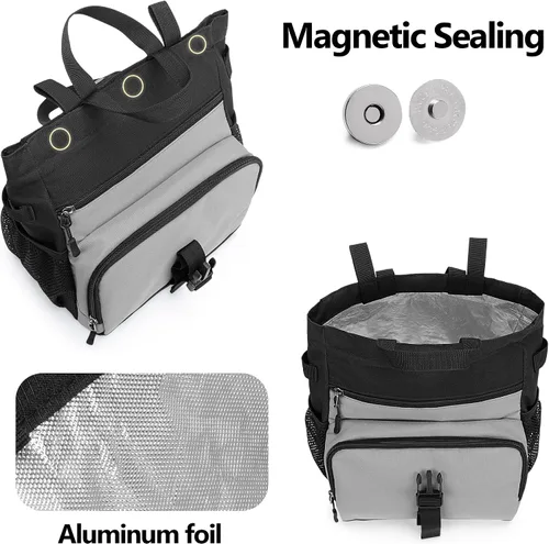 Miniatura 2 de PGmoon Bolsa de tiza grande para escalada en roca y boulder con forro de papel de aluminio, cierre magnético, múltiples bolsillos, 2 soportes