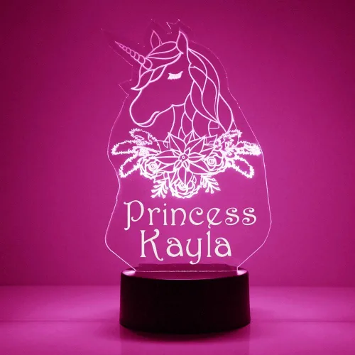 Lámpara de luz nocturna personalizada con letrero LED de unicornio con control remoto, texto personalizado, pantalla acrílica con 16 colores y 4