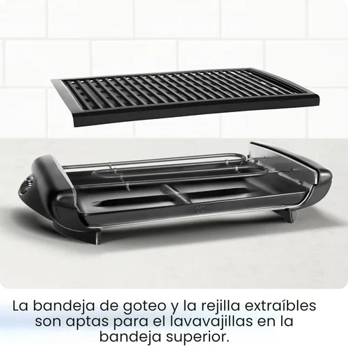 Miniatura 8 de Chefman Parrilla eléctrica para interiores sin humo con superficie de cocción antiadherente y perilla de temperatura ajustable de cálido a abrasador