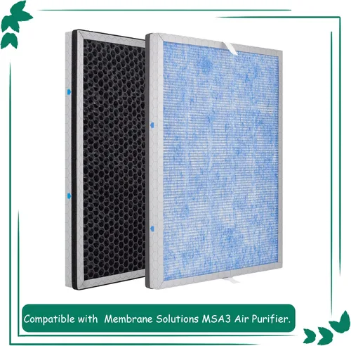 Miniatura 2 de Filtro de repuesto MSA3/MSA3S, compatible con Membrane Solutions MSA3 y MSA3S Smart Air Purifier, 【Actualizado】Filtro HEPA verdadero H13 3 en 1