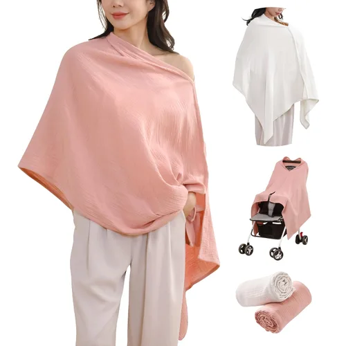 Miniatura 10 de TADO MUSLIN Paquete de 2 fundas de muselina para lactancia materna, 100% algodón orgánico, para mamá, delantal de lactancia de privacidad, suave