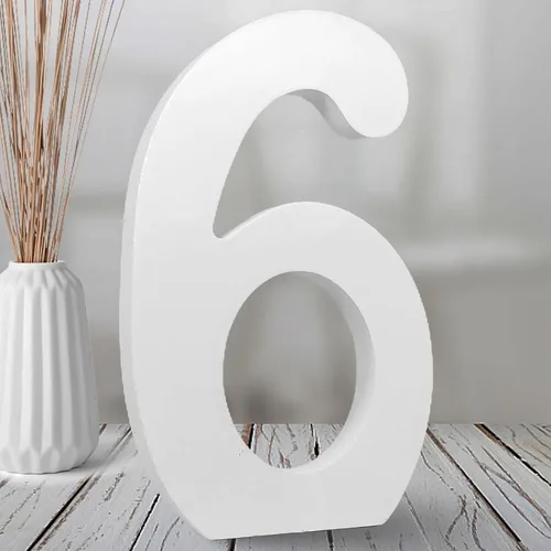 Miniatura 10 de Números de madera blanca de 8 pulgadas, número de madera sin terminar para pared, números decorativos de pie, rebanadas, decoración de tablero