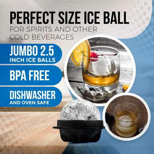 Miniatura 4 de Moldes para cubitos de hielo Bourbon – Juego de moldes redondos para cubitos de hielo de 4 a 2.5 pulgadas – Sellado apretado, a prueba de fugas