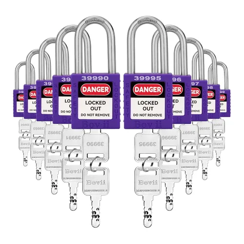 Miniatura 12 de Lockout Tagout Cerraduras conjuntos, 6 candado de seguridad rojo con llave diferente, 2 llaves por cerradura