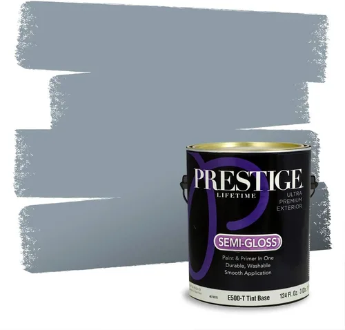 Miniatura 553 de Pintura Exterior + imprimación PRESTIGE, todo-en-uno, 1 galón, acabado mate, color comparable al Valspar* Royal Gray* VS151-Gris real