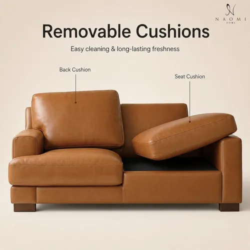 Miniatura 8 de Naomi Home Siggy - Silla decorativa de piel auténtica de 400 libras de capacidad, relleno de cojín de plumas de ganso para comodidad similar a una