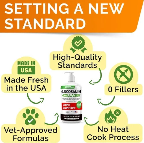 Miniatura 6 de STRELLALAB Glucosamina líquida para perros con colágeno (16 oz) – Suplemento totalmente natural para cadera y articulaciones, glucosamina