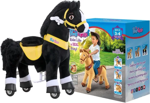 Miniatura 9 de PonyCycle Juguetes para montar Caballo negro esencial Modelo E (con freno/ 76 cm de altura/Tamaño 3) Pony Rider Animales caminantes Caballo balancín