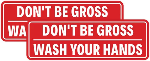 Miniatura 44 de Letrero estándar para puerta o pared, diseño de "Don't Be Gross ("Wash Your Hands"), color negro, mediano