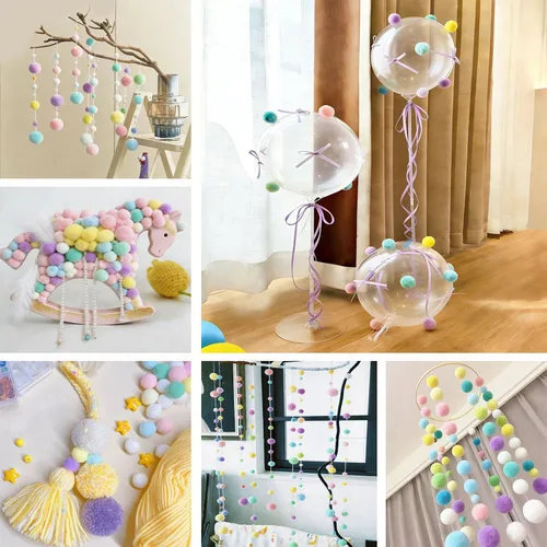 Miniatura 7 de Jxpinet 1000 bolas de pompones de 5 tamaños de 1 a 1.2 in, bolas de pompones surtidos para decoración de arte y manualidades (serie azul y púrpura)