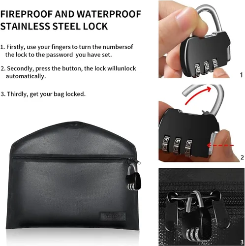 Miniatura 5 de Sdstone Percha segura de desviación con cerradura, resistente al fuego con pequeña bolsa ignífuga, segura secreta debajo de la ropa