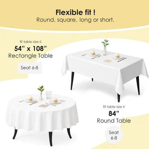 Miniatura 3 de Paquete de 12 manteles de plástico negro – Cubiertas de mesa desechables de 54 x 108 pulgadas para mesas rectangulares, resistentes y resistentes al
