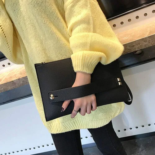 Miniatura 3 de Bolso de mano para mujer, de piel sintética, bolso grande de noche, con correa para la muñeca