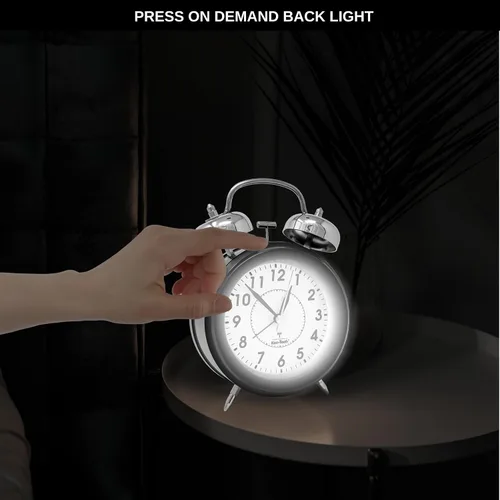 Miniatura 5 de Reloj despertador Atomic Retro Twin Bell para dormitorios. Reloj despertador fuerte para personas que duermen mucho tiempo perfecto para dormitorio