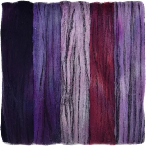 Tencel Merino superfino teñido a mano para hilar y fieltro. 5 onzas, neblina púrpura Multimorado