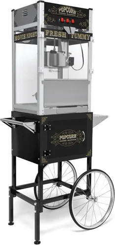 Miniatura 7 de Máquina comercial de palomitas de maíz con carrito y hervidor de 20 onzas, máquina vintage de palomitas de maíz de 1440 W sobre ruedas con vidrio