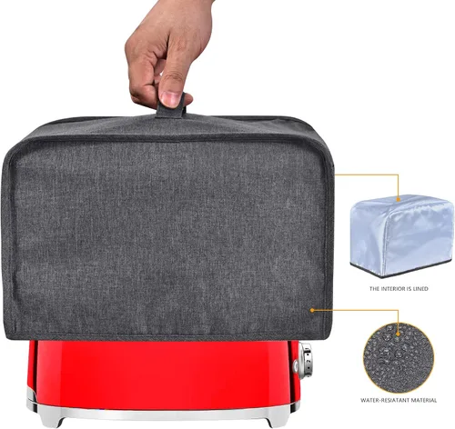 Miniatura 2 de Funda para tostadora con 2 bolsillos, puede contener cuchillos esparcidores de mermelada y pinzas para tostadora, funda para electrodomésticos