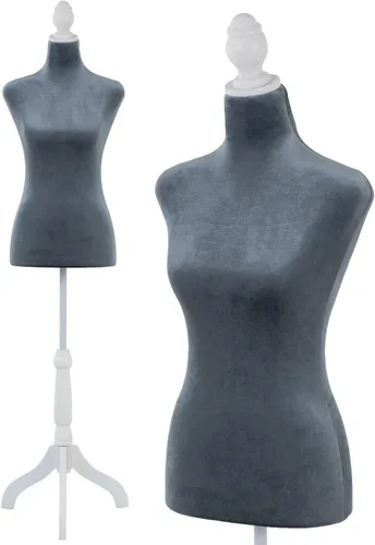 Miniatura 13 de Torso de Maniquí Forma de Vestido Altura Ajustable Maniquí Femenino Modelo de Exhibición Cuerpo de Torso Soporte Trípode Formas de Ropa