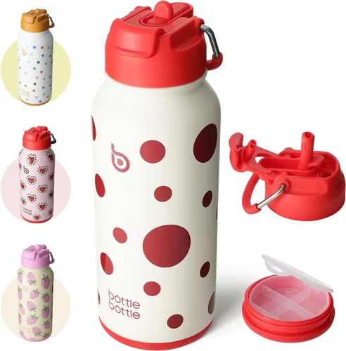 Miniatura 32 de BOTTLE BOTTLE Botella de agua deportiva de acero inoxidable de 32oz con aislamiento, botella de agua con pajita con diseño de tapa de doble uso