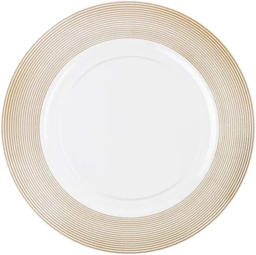 EcoQuality Platos de plástico blanco con cargador redondo de 13 pulgadas con cuerda texturizada con borde dorado – Platos de fiesta de China, platos