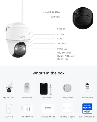 Miniatura 9 de Cámara de seguridad inalámbrica para exteriores, alimentación solar con visión nocturna 2K, Wi-Fi de 2.4/5 GHz, conversación de 2 vías, funciona