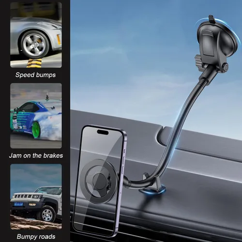 Miniatura 3 de Soporte para teléfono de coche de cuello de cisne, soporte para celular de brazo largo para parabrisas y tablero con ventosa fuerte, estabilizador