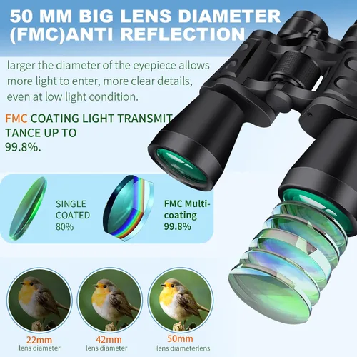 Miniatura 4 de 20X50 Prismáticos para Adultos de Alta Potencia - Gran Vista con Visión Clara Impermeable y Antiempañamiento Prismáticos Ligeros de Enfoque Fácil