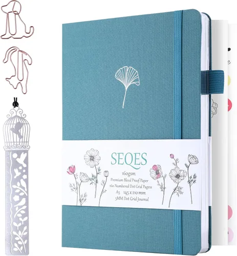 Miniatura 14 de Cuaderno Diario Punteado de Bala A5 Papel Grueso de 160gsm a Prueba de Sangre, Encuadernación Plana, 160 Páginas Numeradas Cuaderno