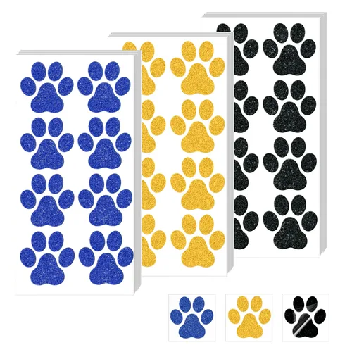 30 hojas de 240 tatuajes temporales con purpurina de pata de perro, tatuajes faciales con estampado de patas, tatuajes corporales de pata de perro