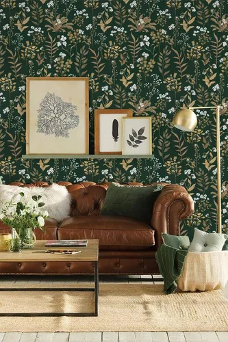 Miniatura 5 de Abyssaly Papel tapiz vintage para despegar y pegar, papel de contacto floral para decoración de revestimiento de estantes de dormitorio