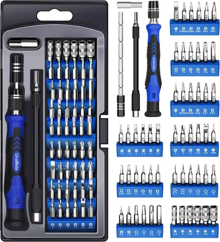 UnaMela Juego de Destornilladores de Precisión Electrónicos: Kit de Herramientas de Reparación Magnéticas Pequeñas 61 en 1 Mini Destornillador con