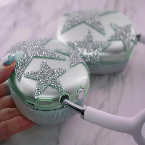 Miniatura 43 de MORWLAT Funda para AirPods Max con Diamantes de Imitación Brillantes Estrellas, Fundas Suaves Bonitas Transparentes y Brillantes para Mujeres