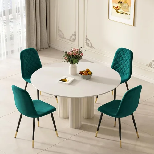 Miniatura 16 de Juego de 2 sillas de comedor de terciopelo azul marino, sillas tapizadas de cocina y comedor con patas de metal, sillas decorativas modernas