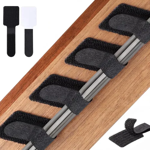 Miniatura 8 de 100 bridas de para cables, correas autoadhesivas para organizar cables de escritorio, organizador de cables ajustable para escritorio, hogar, Blanco