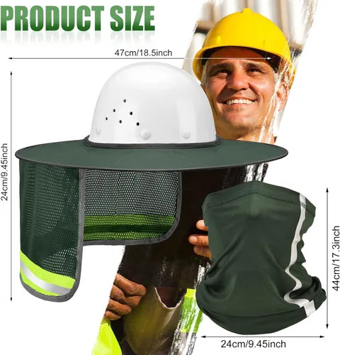 Miniatura 3 de SATINIOR 2 parasoles para sombrero duro, visera de malla de ala completa de alta visibilidad, protección para el cuello, banda reflectante, bandana