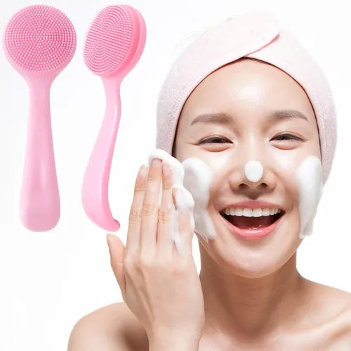 Miniatura 6 de HINZIC Paquete de 2 cepillos de limpieza facial manual de silicona, agradable a la piel, impermeable, limpiador exfoliante para puntos negros