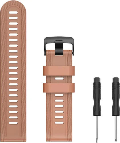 Miniatura 4 de ISABAKE Correa de reloj para Garmin Forerunner 955/945/745, correa de repuesto de silicona de 0.866 in para pulseras Fenix 5/6/Approach S60 Marrón