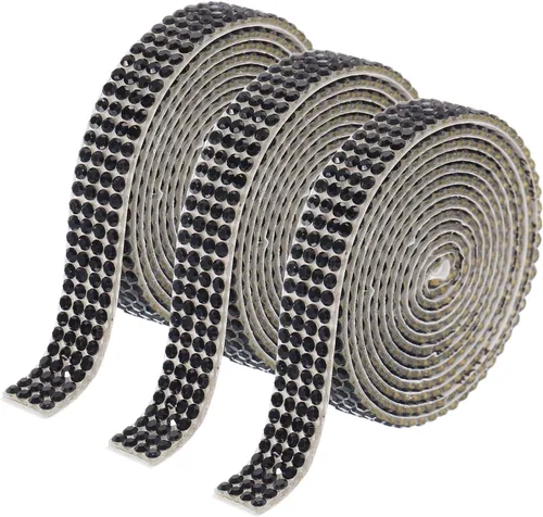 Miniatura 44 de MECCANIXITY 3 rollos de cinta de diamantes de imitación autoadhesiva de 3 yardas y 0.315 in para proyectos de artes y manualidades, pasteles de Beige
