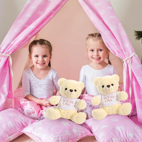 Miniatura 3 de Jexine 2 piezas de peluche de oso de boda de 10 pulgadas con texto en inglés "Will You Be My Flower Gril Bear Bearer", anillo de propuesta de regalo