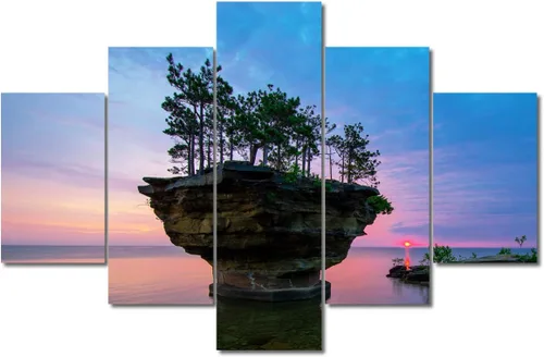 Miniatura 127 de TUMOVO Lienzo decorativo para pared de sala de estar, 5 paneles de naturaleza, Alaska, Estados Unidos, autopista alrededor de montañas, paisaje